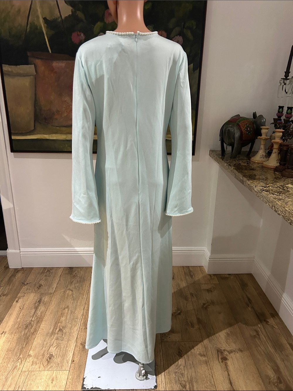 NWT Miss Rosier light blue maxi dress with pearl trim - Picture 12 of 15